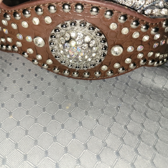 Nocona leather wide bling belt new - Picture 2 of 6